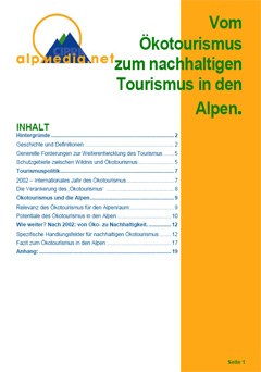 Vom Ökotourismus zum nachhaltigen Tourismus in den Alpen