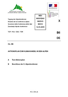 Piano d’azione sul cambiamento climatico nelle Alpi